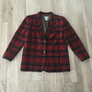 Pendleton Women's Blazer Jacket Wool Plaid 2-Button Pockets Collar Lined Large